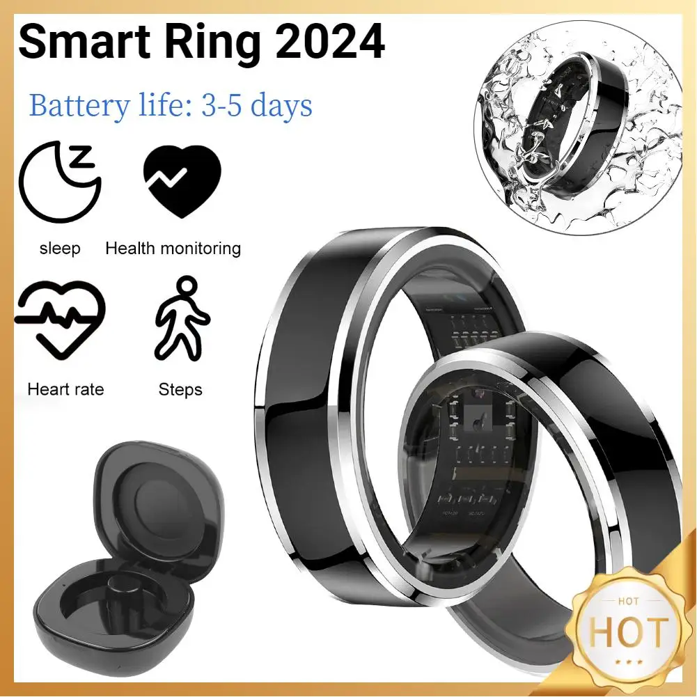 블루투스 호환 스마트 링 2024 수면 모니터링 링, 심박수 및 혈중 산소 모니터, 건강 관리 링, 스포츠 녹음기