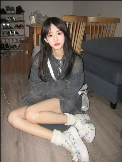 Streetwear Women Coat Harajuku Casual Fashion Oversized Outwear Y2k Tops  Ropa Mujer Vintage Stand Neck Denim Crop Coat