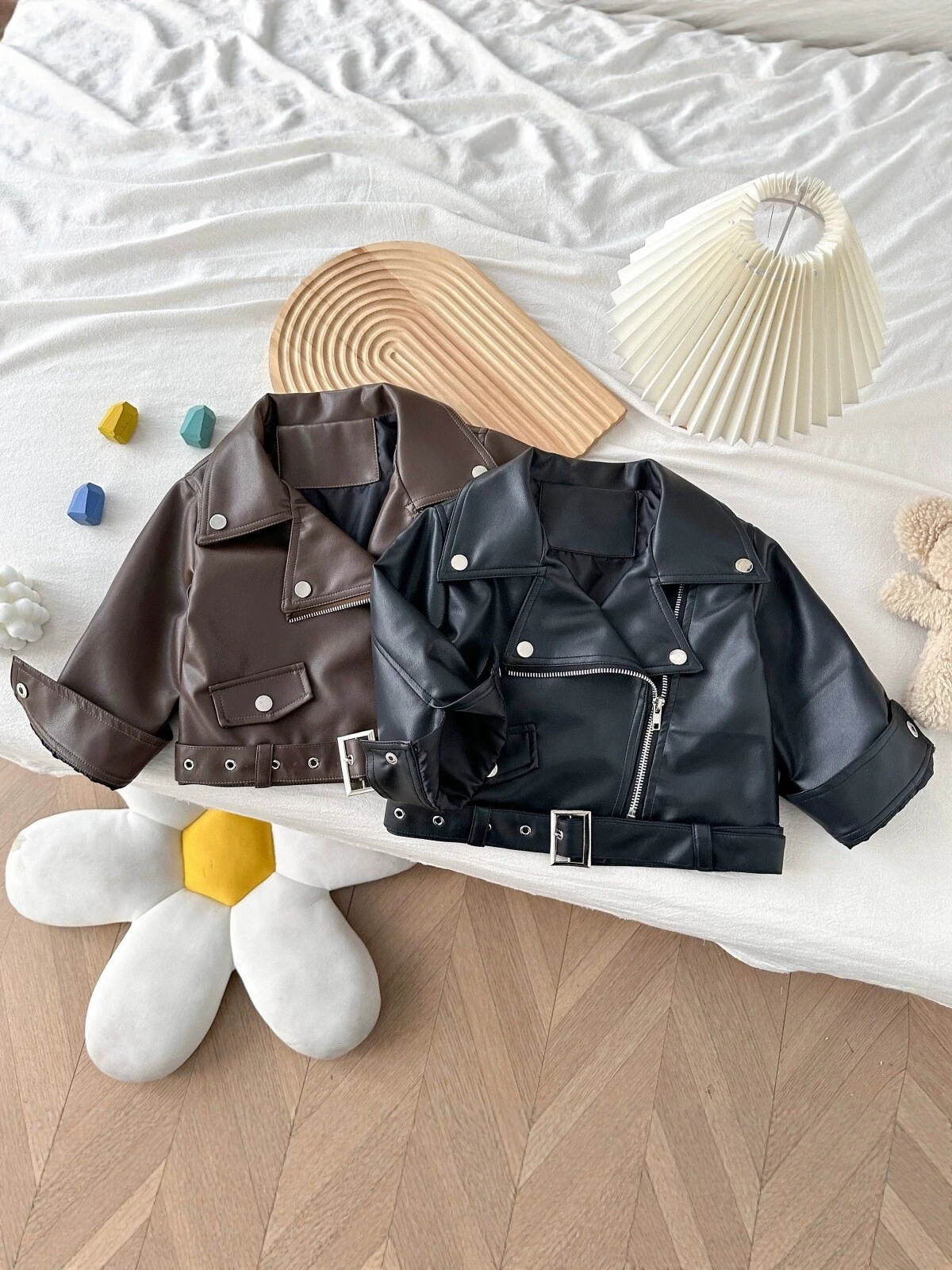 2 3 4 5 6 8 Years Girls Jacket Spring Autumn New Fashion Artificial Leather Coat For Kids Leisure Stain Resistant Outerwear
