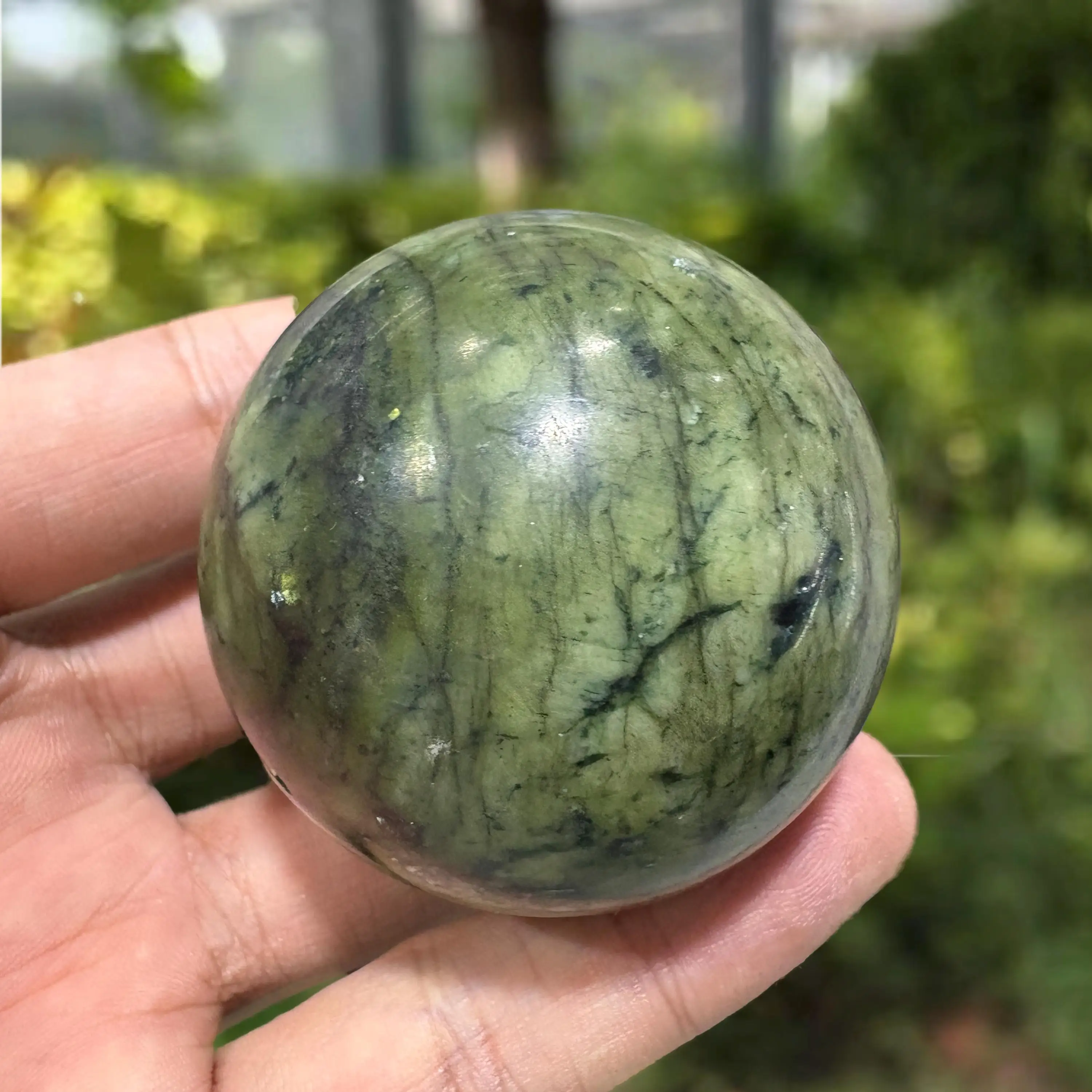 

1pc Green Serpentine Sphere, Bohemian Style Crystal Ball Gift for Home Decor, Perfect Gifts for Valentine's Day, Christmas