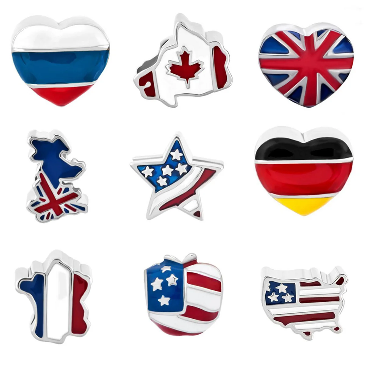 New Slide Charm DIY Beads Canada United States British Flag Charm Beads Fit Pandora Bracelet Necklace