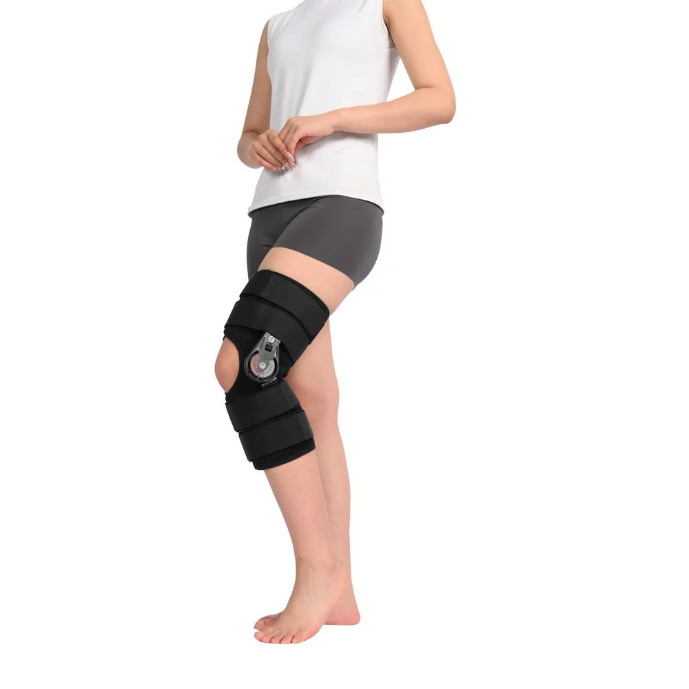 Inmovilizador de rodilla para hombre y mujer, soporte estable con bisagras para la pierna izquierda y derecha, soporte para el ligamento de la articulación de la rodilla, 1 unidad