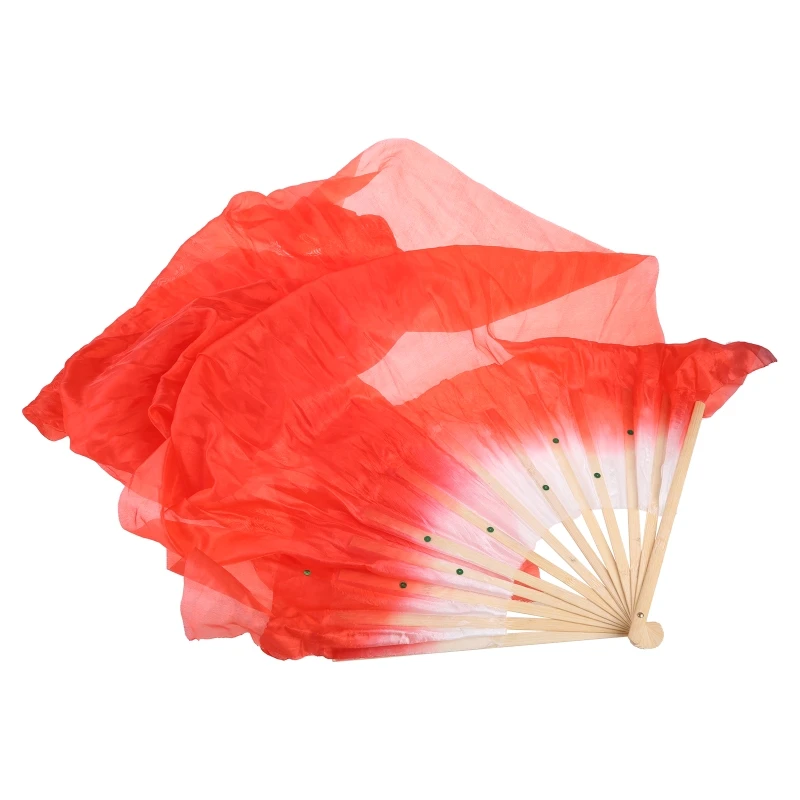 652F Colors Silk Belly Dance Fan Female National Dance Dancing Long Bamboo Fan Long Folding Fans 11. inch Performance Props