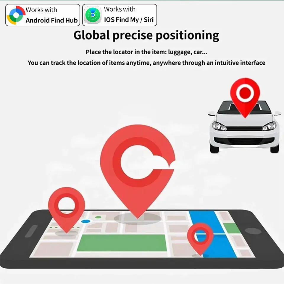 IOS Android Smart Tag GPS Tracker Global Locator Bluetooth Anti-Verlust-Gerät für iPhone Find My Google Gepäck Haustier-Autoschlüsselfinder – Detail 3
