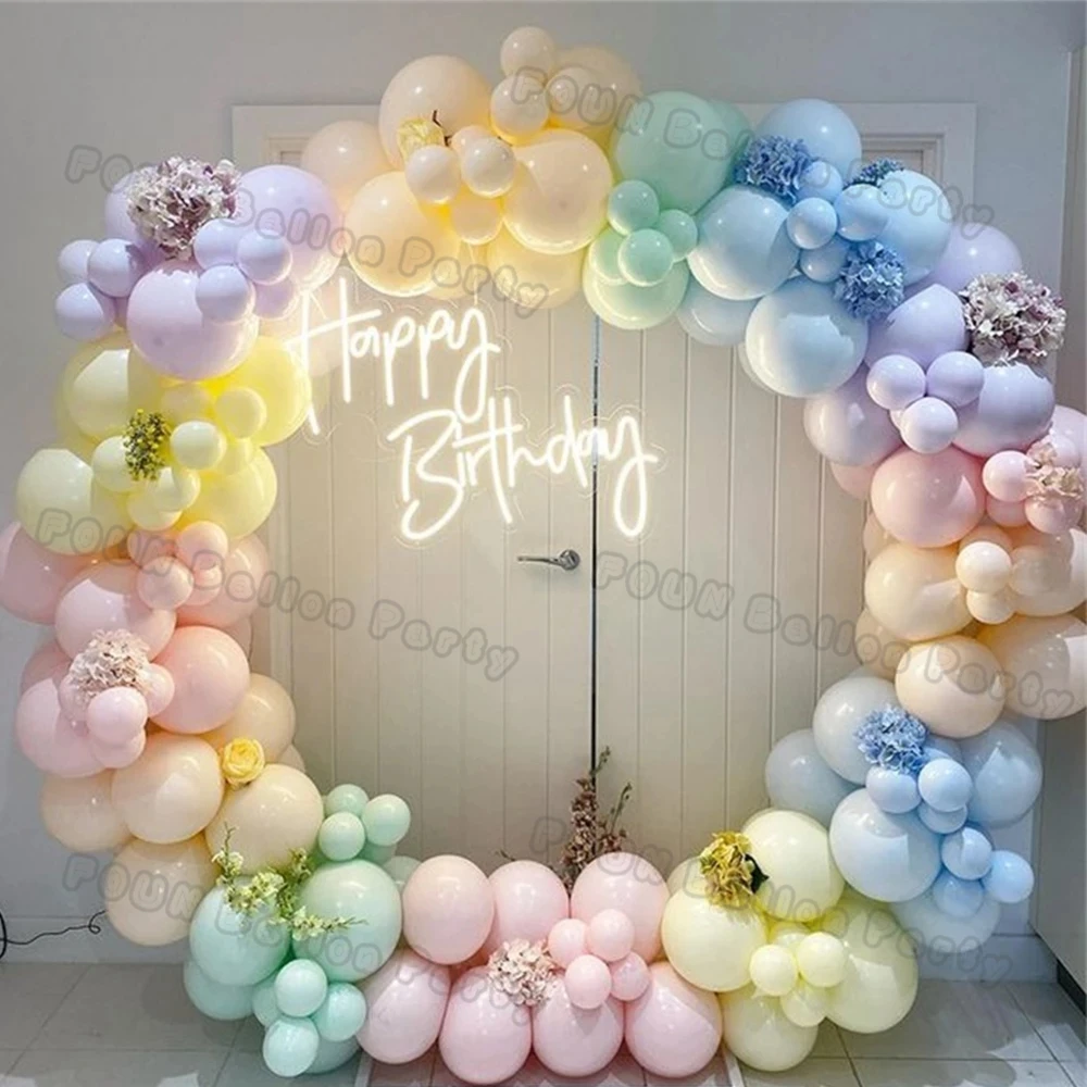 Pastel Macaron Balloons Garland Arch Kit Rainbow Color Ballon Birthday Wedding Baby Shower Supplies Daisy Theme Party Decoration