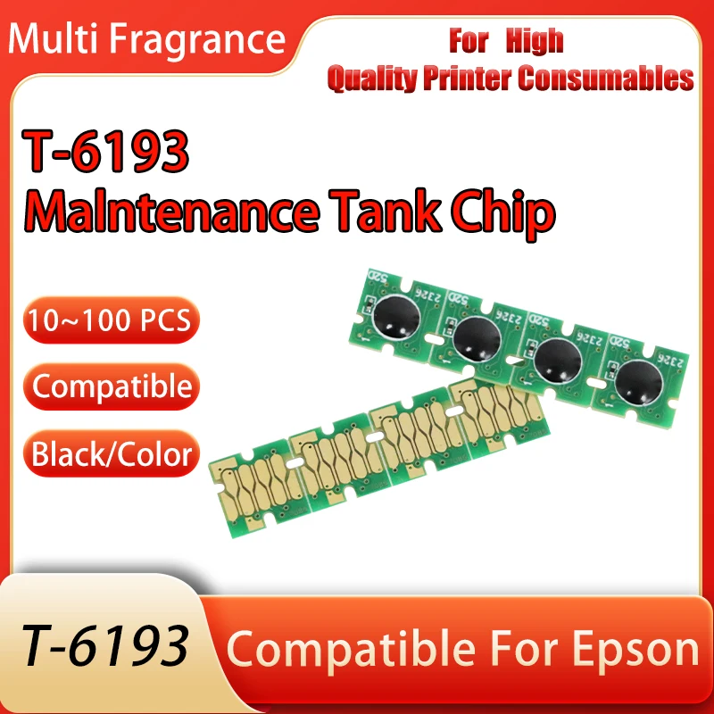 

10/20/30/40/50/60/70/80/90/100 шт. T-6193 чип резервуара для обслуживания, совместимый с принтерами Epson P10080 P20080 T7280 T5080 T7080