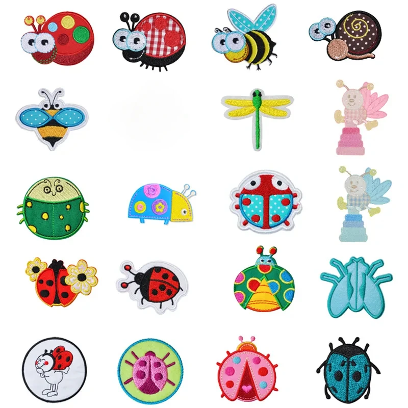 Мультяшные насекомые Вышивка Аппликации Улитка пчелы термоклейкая наклейка на пеленальную одежду «сделай сам» Милая Божья коровка