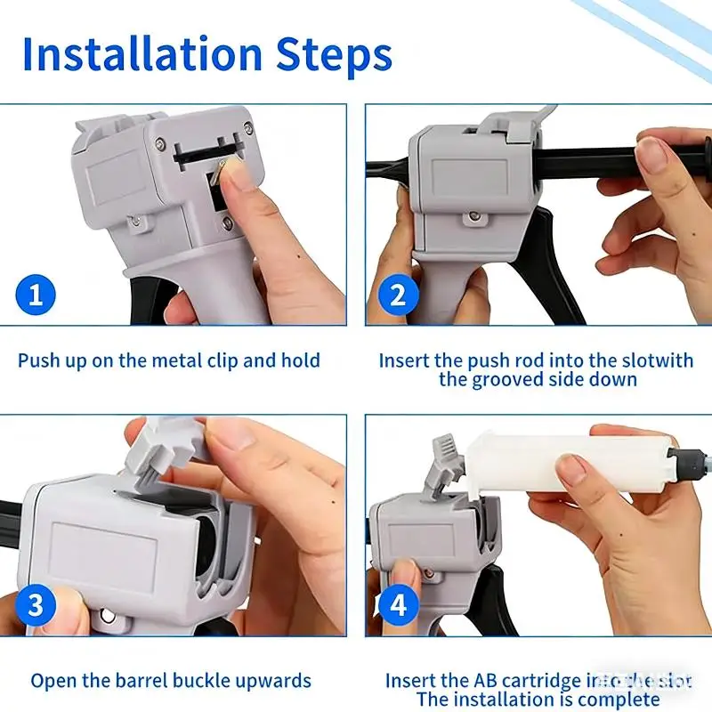 Mixing and dispensing gun, Epoxy glue gun, AB Impression Material Gun ratio 1:1 for 50ml,With 5 pcs mixing nozzle