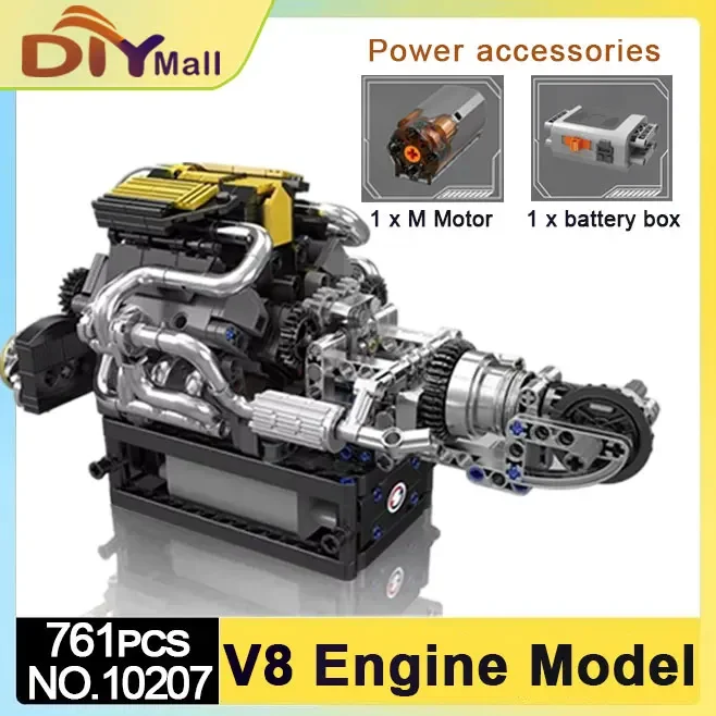 

MOULD KING 10207 PAG Supercar 761pcs V8 Engine Model Building Kit with Motor-Technical Compatible DIY Car Toy Gift for Adult Kid