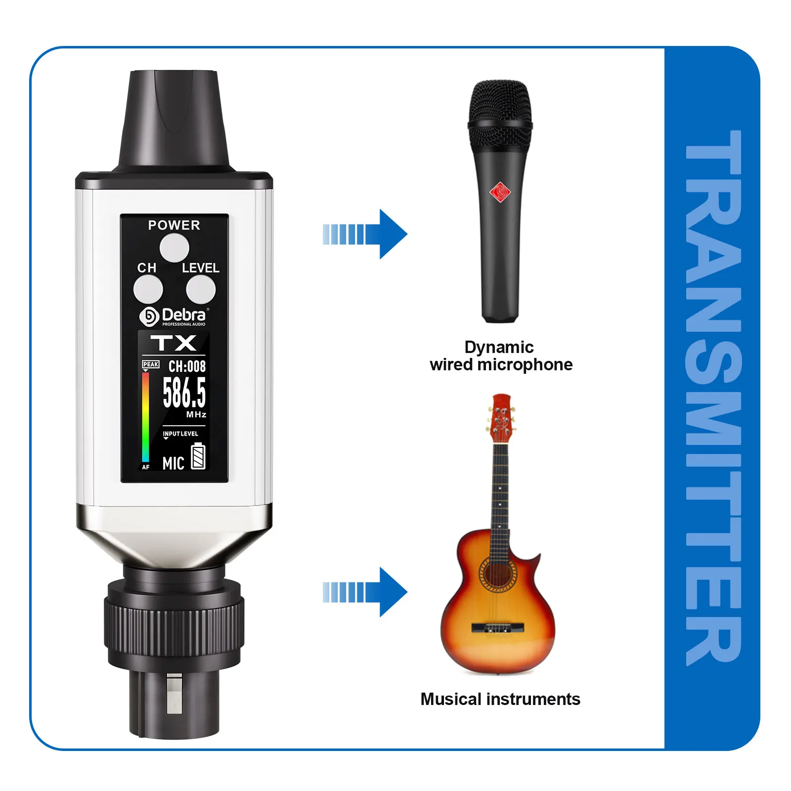 2025 NOVO sistema de monitoramento sem fio Debra Audio UHF IEM Estéreo EMX-1 recarregável com 16 frequências ajustáveis na tela