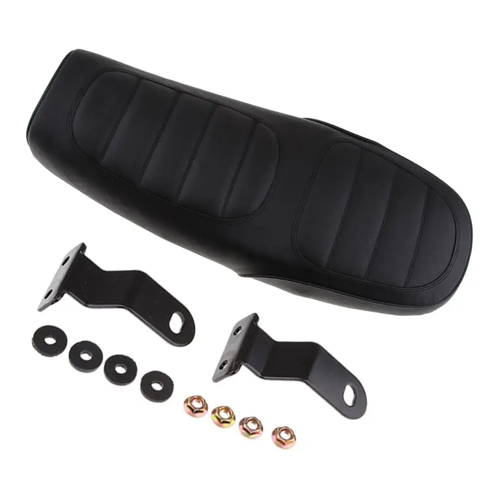 Retro Brat Flat Motorcycle Seat 63cm Soft Leatherette Vintage Cafe Racer Bench Universal Comfort Cushion for Riders
