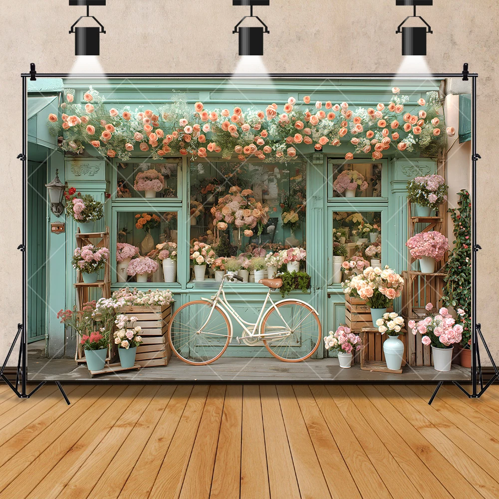 Boho Bloemist Fiets Kleurrijke Bloemen Volwassen Bruiloft Kid Verjaardagsfeestje Achtergrond Aangepaste Kinderkamer Foto Poster Decor Muur Achtergrond