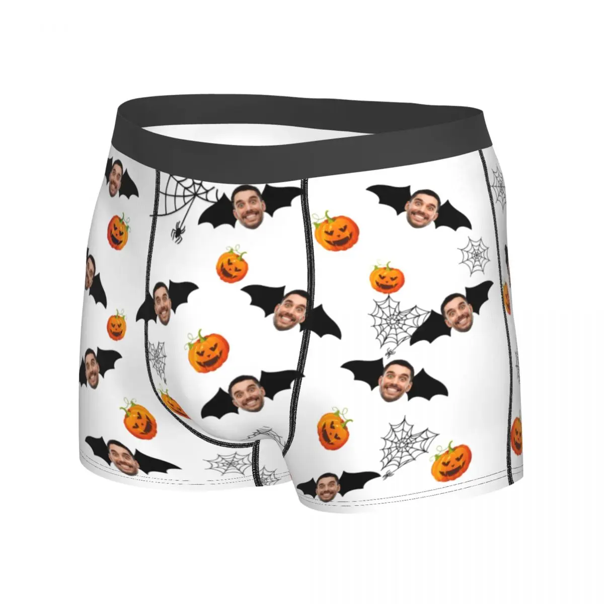 Sous-vêtements College personnalisés pour hommes avec photo de visage de chauve-souris Aliments, caleçon masculin, caleçon doux, culotte grande taille, Halloween