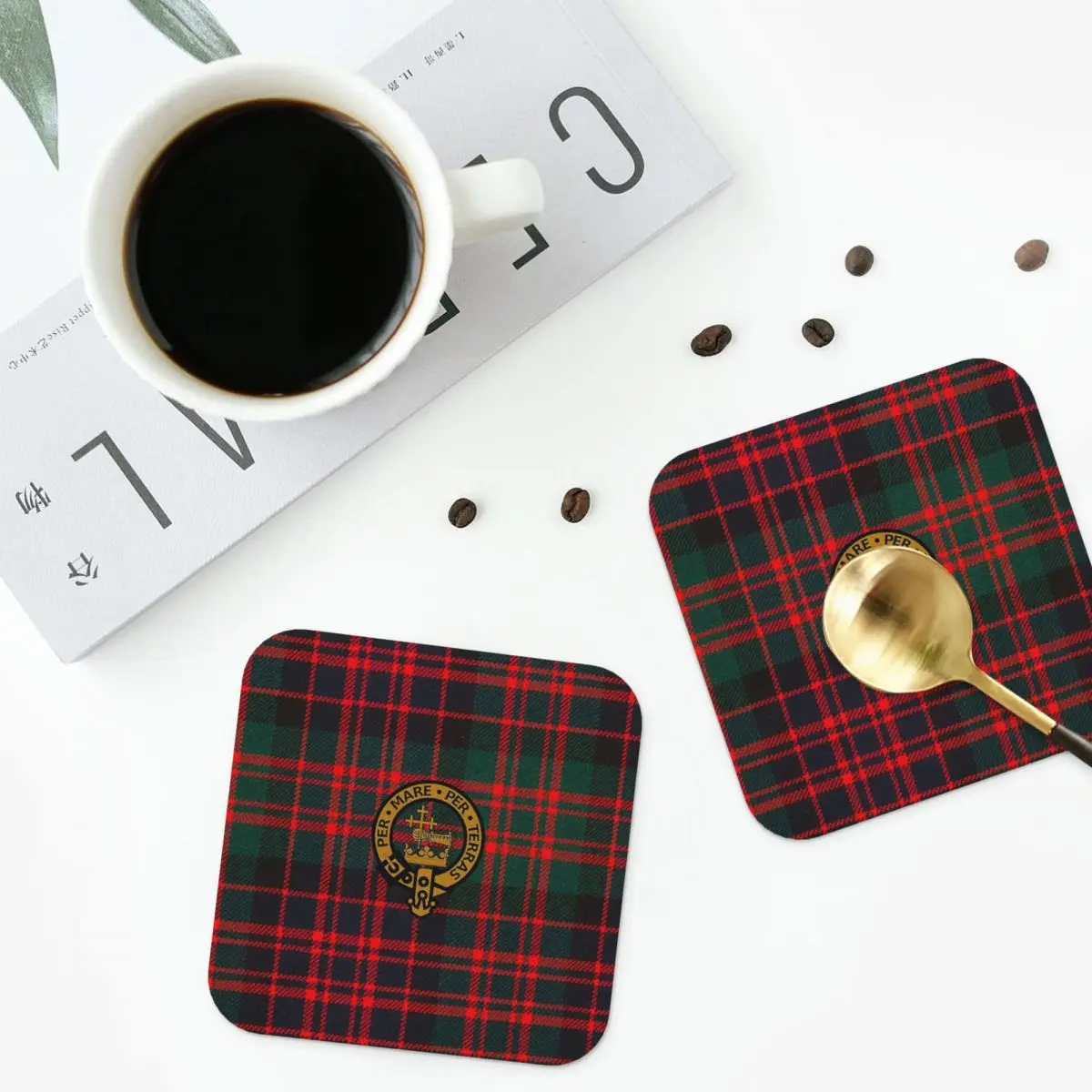 Modern Clan Tartan Coasters Kitchen Placemats Non-slip Insulation Cup Coffee Mats For Decor Home Tableware Pads Set of 4