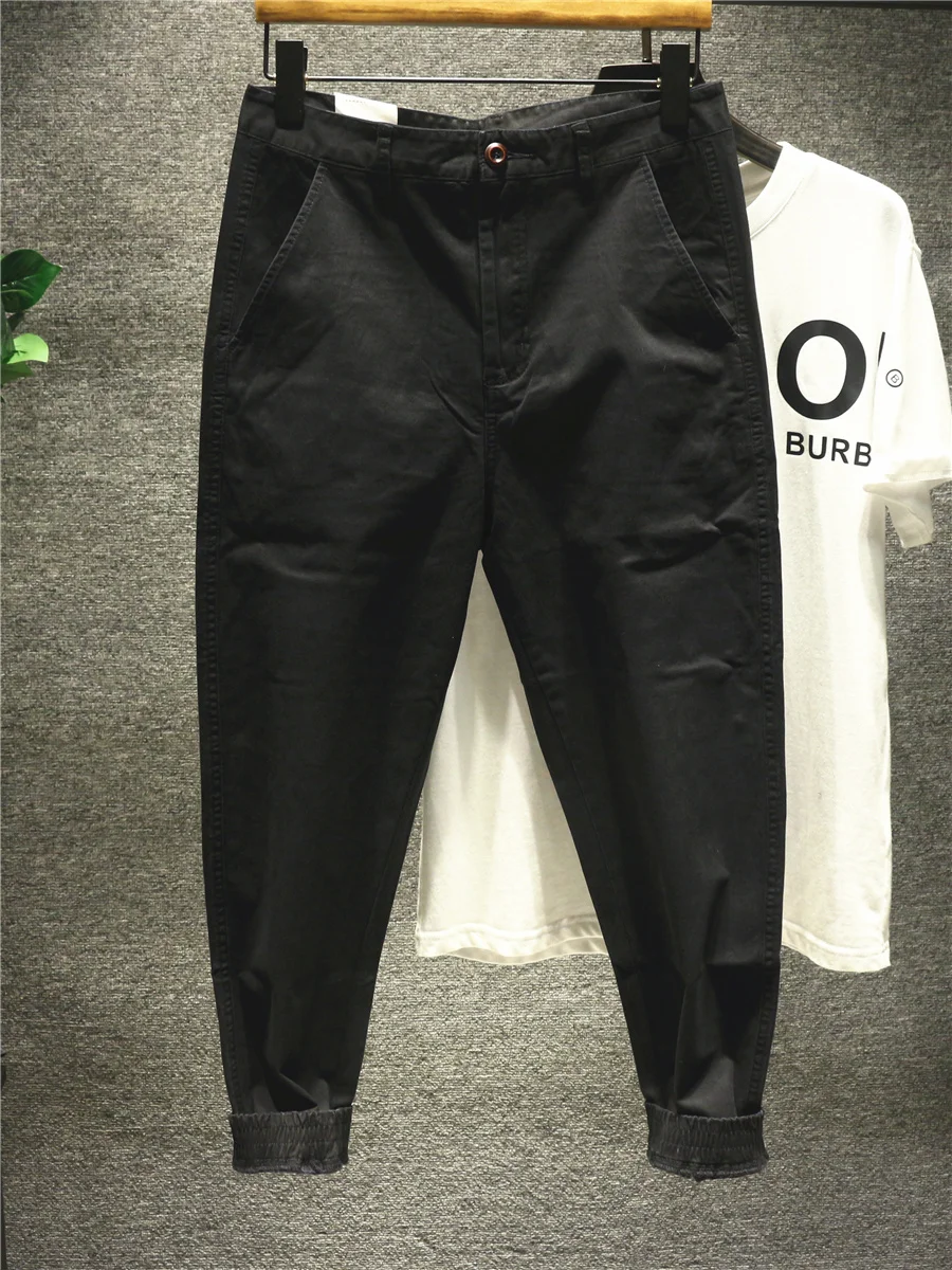 

Мат, американские рабочие брюки в стиле ретро, мужские повседневные брюки из девяти предметов, универсальные, удобные, хлопковые, модные, городские, сле