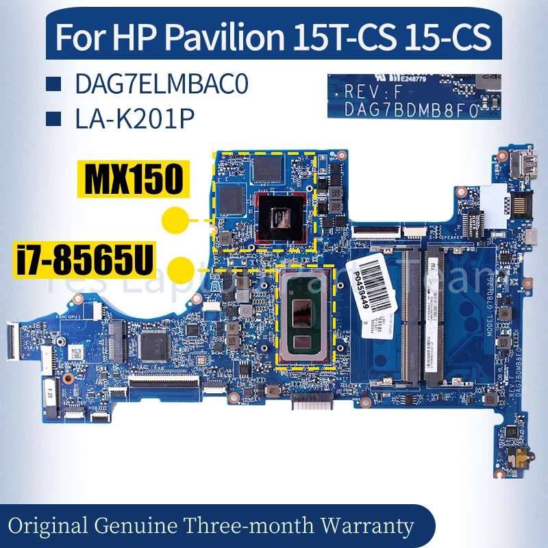 

DAG7BLMB8D0 For HP 15T-CS 15-CS Laptop Mainboard L67282-601 L76585-601 L67284-601 L67283-601 i5 i7 10th Notebook Motherboard