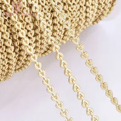 (8516) 1 Meter 4x5.5MM 18K Gold Color Brass Heart Shape Necklace Chains Bracelet Chains High Quality Diy Jewelry Accessories