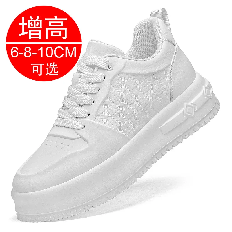 Chaussures invisibles pour hommes augmentant la taille de 8 cm, chaussures à semelle épaisse, baskets blanches tendance augmentant la taille, chaussures de 6 cm