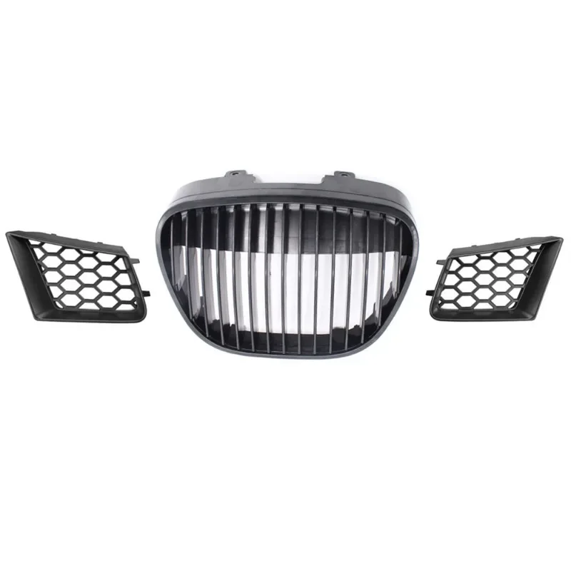 For Seat Ibiza Cordoba Typ 6L 2002-2009 Central Badgeless Grill Grille + Honeycomb Front Bumper Upper Side Grilles Cover