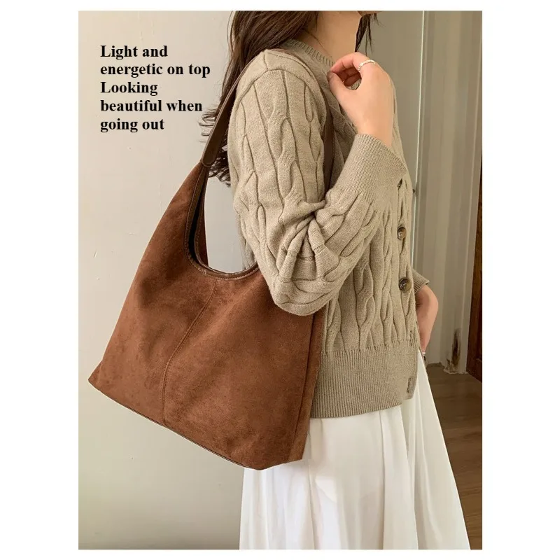 

Осень/зима 2025, новая женская сумка, большая вместительная сумка-ведро, сумка через плечо, подмышки, минималистичный винтажный кошелек