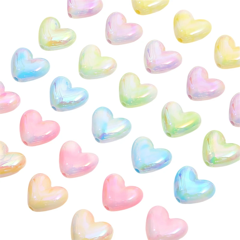 5pcs 17x15mm Colorful Acrylic Heart Beads Charms Loose Bead for Women Earring Bracelet Necklace DIY Jewelry Making Craft view 2