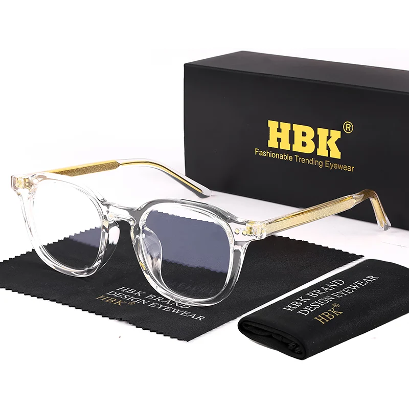 

HBK Retro Square Plain Glass Spectacles for Men Women Tr Frame Eyeglass High-Quality Comfort Eyewear Minimalist Matching