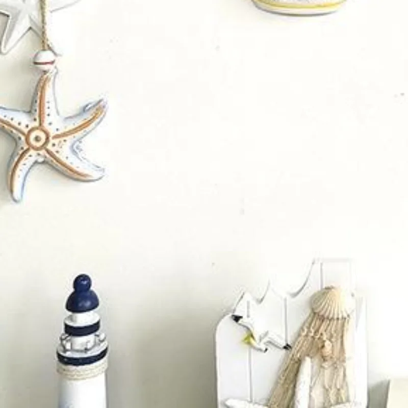Mediterranean Style Wooden Ocean Animal Wall Art Pendants with Natural Jute Rope Nautical Decor for Beach Cottage Home Decorati