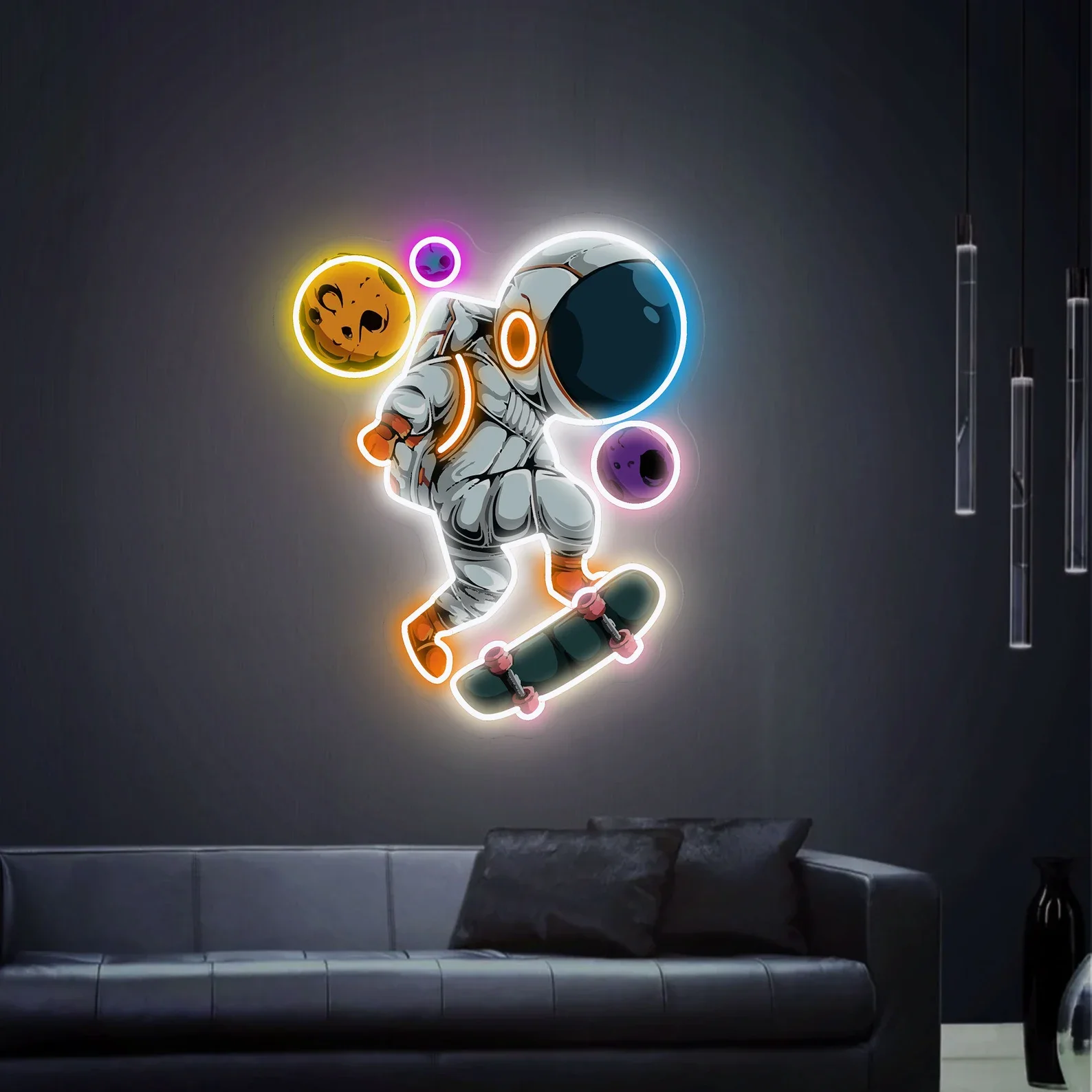 

Astronaut Neon Sign, Spaceman Playing Skateboard Neon Sign,UV Printing Acrylic Neon Sign,Bedroom Wall Art Decor ,Gift for Kids