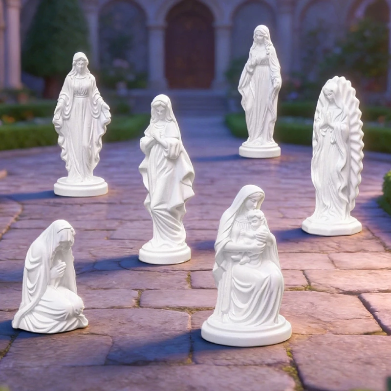 Set mit 60 Miniatur-Statuen aus Harz, Segen der Heiligen Mutter, religiöse, katholische Heimdekoration, Figur für Altar – Detail 1