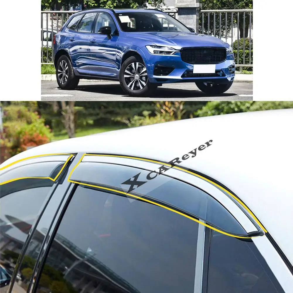 

Для VOLVO XC60 2018 2019 2020 2021 2022 наклейка для стайлинга кузова автомобиля пластиковое оконное стекло ветрозащитный козырек защита от дождя/солнца детали вентиляционного отверстия