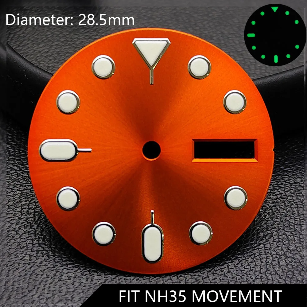 Esfera de reloj estéril con calendario Dual de 28,5 MM de diámetro SKX007, esferas modificadas para accesorios de movimiento NH36, piezas de reloj para reloj de pulsera