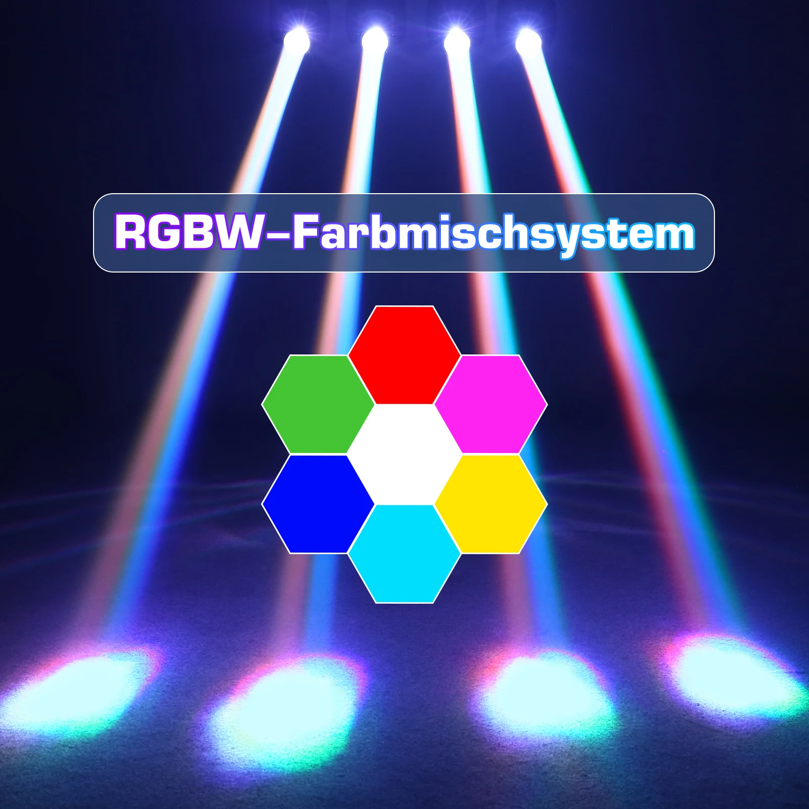 Fieryzeal 100W RGBW 4IN1 LED Moving Head Light Rotating Beam Stage Light Sound Activated DMX512 Effect for DJ Party Club Event