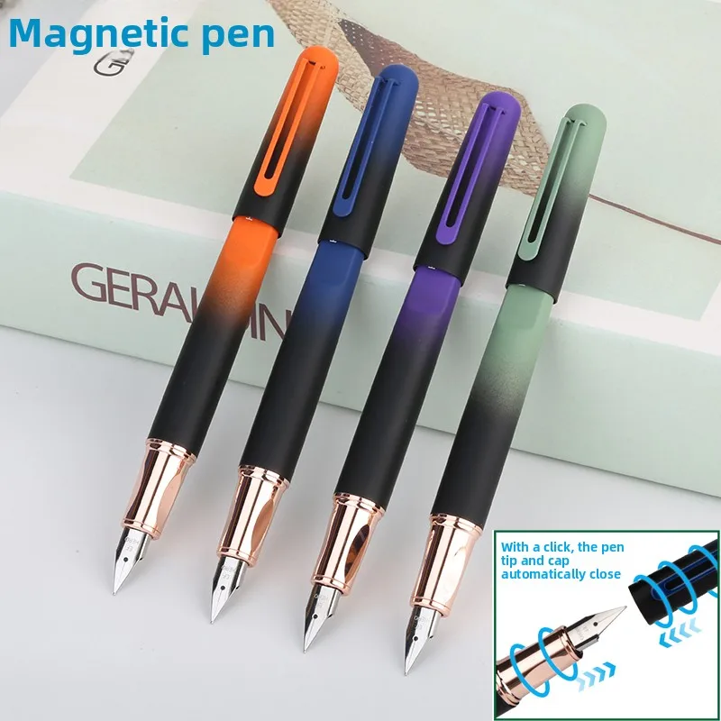 HERO 9338 Magic Innovative Magnetic Fountain Pen EF 0.4mm Nib Automatic Closure Cap Student Calligraphy Writing Gift