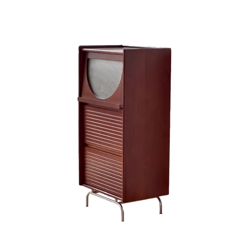 

Nordic solid wood magazine cabinet Japanese style living room medieval TV sofa display locker