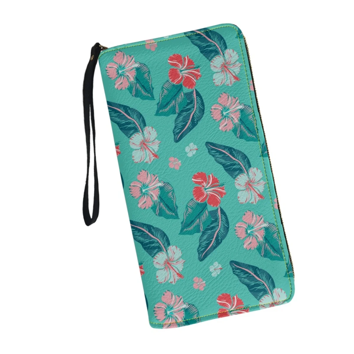 Bolso de mano de lujo de diseñador de hibisco Hawaiano, cartera larga portátil, monedero elegante para viajes, tarjetero, nuevo