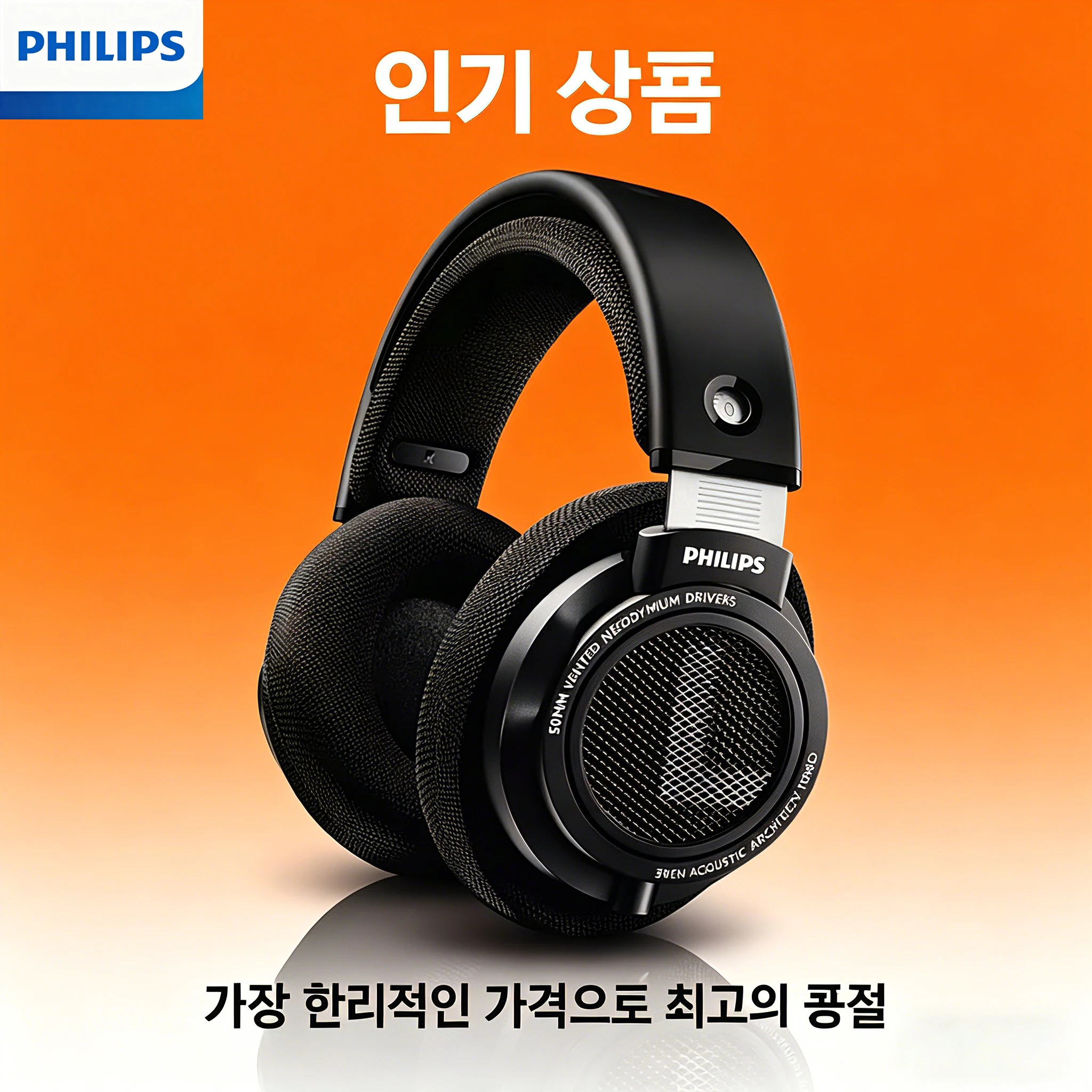 필립스 SHP9500 헤드폰 HiFi 스테레오 이어폰 모니터 클래스 음악 이어버드 E-스포츠 게임 범용 헤드 마운트형 유선 헤드셋