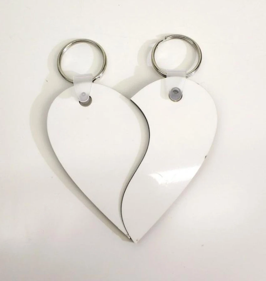 10pcs Sublimtion DIY White Blank Mdf Love Shaped Keychain