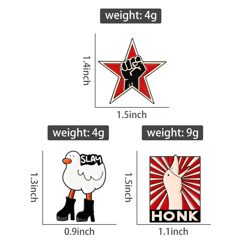 Punk Rock Band Black Fist Enamel Pins Brooch Cartoon Slay Honk Goose Brooches Clothes Lapel Badge Animal Jewelry Gift for Friend image 2