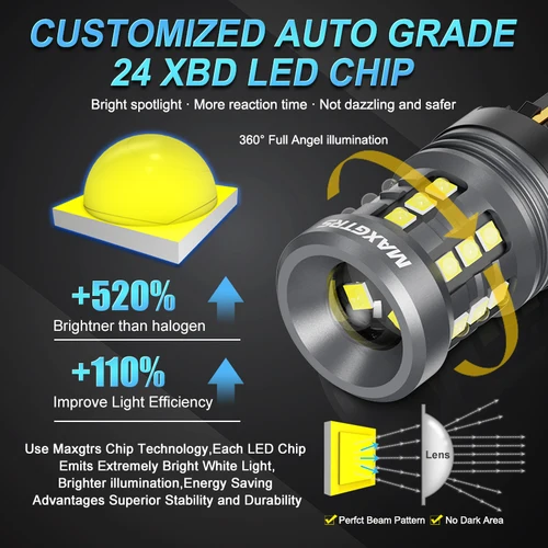 Imagen 2 del producto Maxgtrs 2x1157 P21/5W BAY15D LED Canbus T20 7443 W21/5W bombilla LED 6500K blanco rojo DRL luz de estacionamiento de coche lámpara de circulación diurna