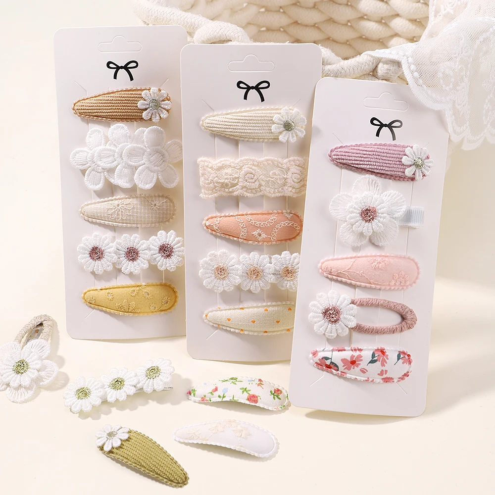 

5Pcs/Set Mini Floral Bow Bunny Hair Clips Cute Princess Hairpins for Toddler Baby Girls Bangs Side Hair Accessories