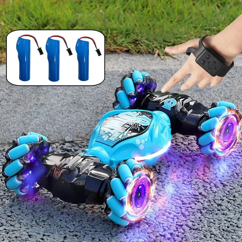 4WD RC Drift Car With Music Led Lights 2.4G Gesture Radio Remote Control Spray Stunt Car 360° Rotating Climbing Car Toys Gift