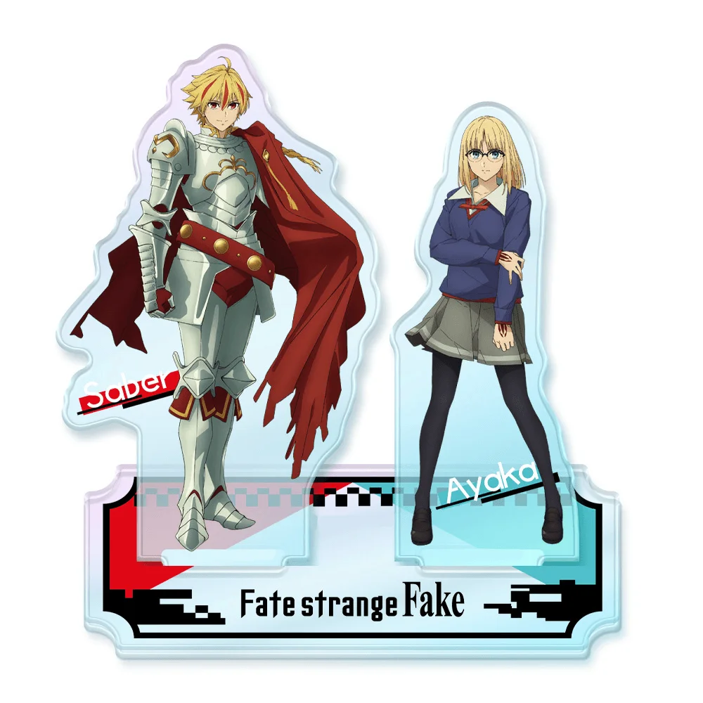 15cm Fate/Strange Fake Saber & Ayaka Acrylic Stand Keychain Anime