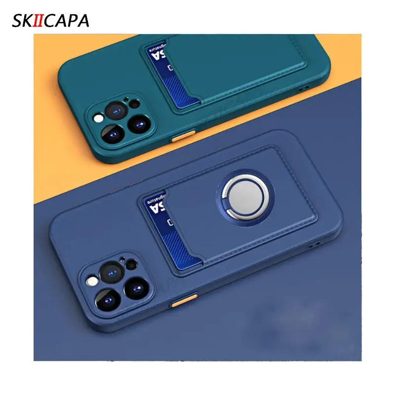 For Samsung A24 4G A54 A34 A14 5G Card Slot Wallet Holder Silicone Cover For Galaxy A73 A23 A53 A33 A13 Magnetic Ring Stand Case view 3
