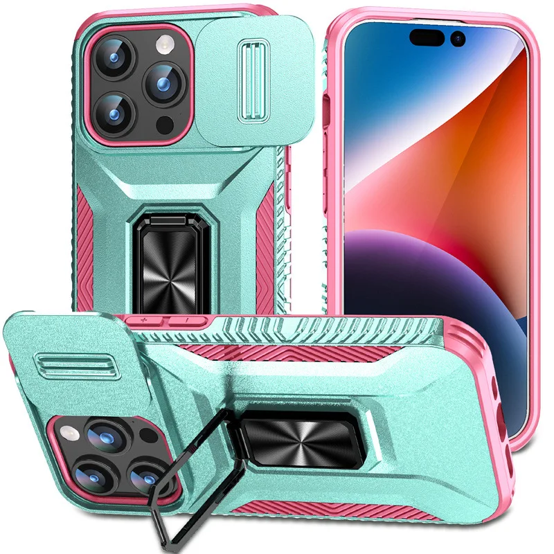 

Military Grade Ring Holder Case For iphone 6/7/8/SE Cover Camera Lens Slide Cover iphone 6/7/8/SE Bumper Phone Cases