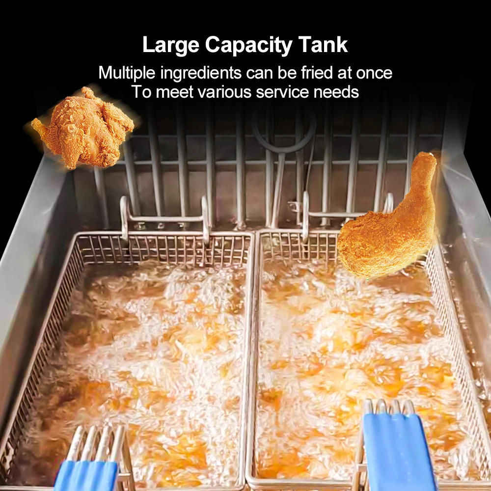 

Top Selling 28L Double Wholesale Electric Deep Fryer Best Price Restaurant Fried Chicken Equipment