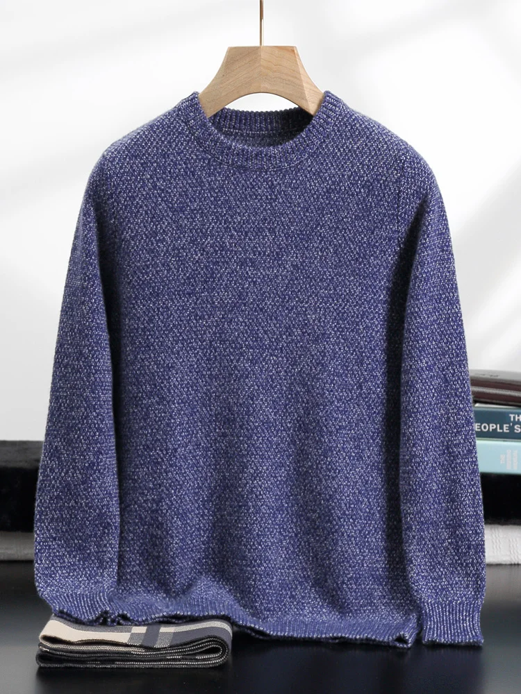 

Light Luxury Autumn Winter Men's O-Neck Pullover Sweater Loose 100% Cashmere Thicked Warm Breathable Knitwear Soft Business Tops
