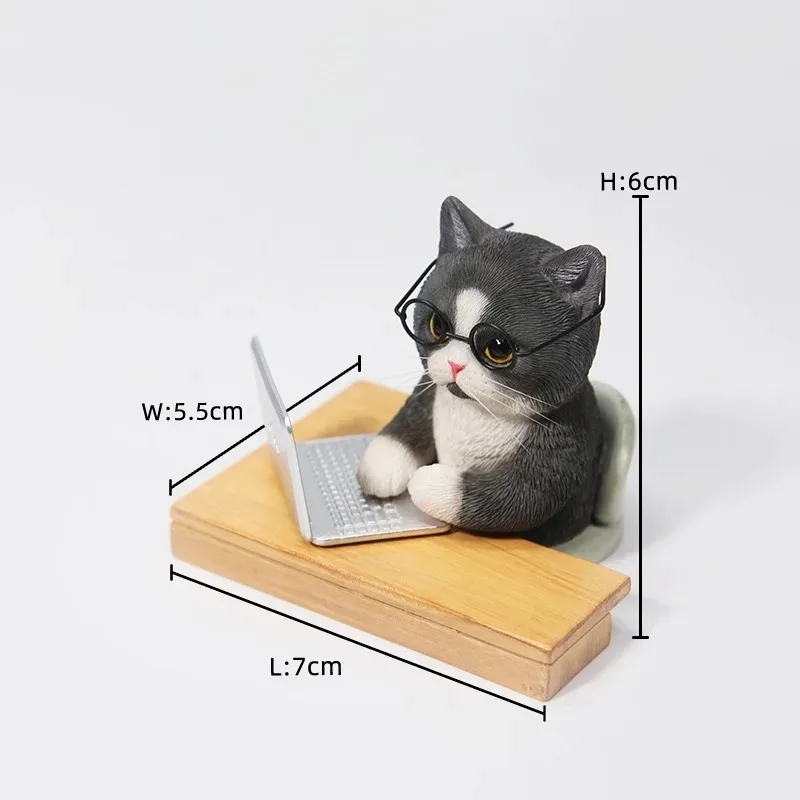 

JXK 1/6 Scale Handmade Resin Lovely Pet Kitten Slack Off Ginger Cat Statue Model for 12'' Office Desk Decoration Collect