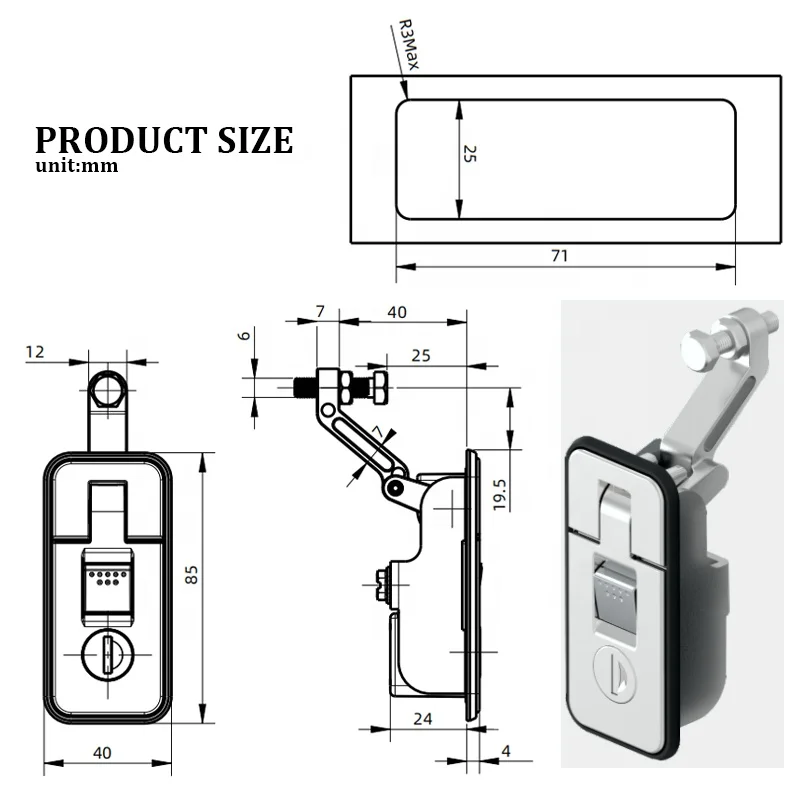 Waterproof and Shockproof Locomotive Compression Compartment Door Lock MS718 Adjustable Lever Compression Tight RV Lock