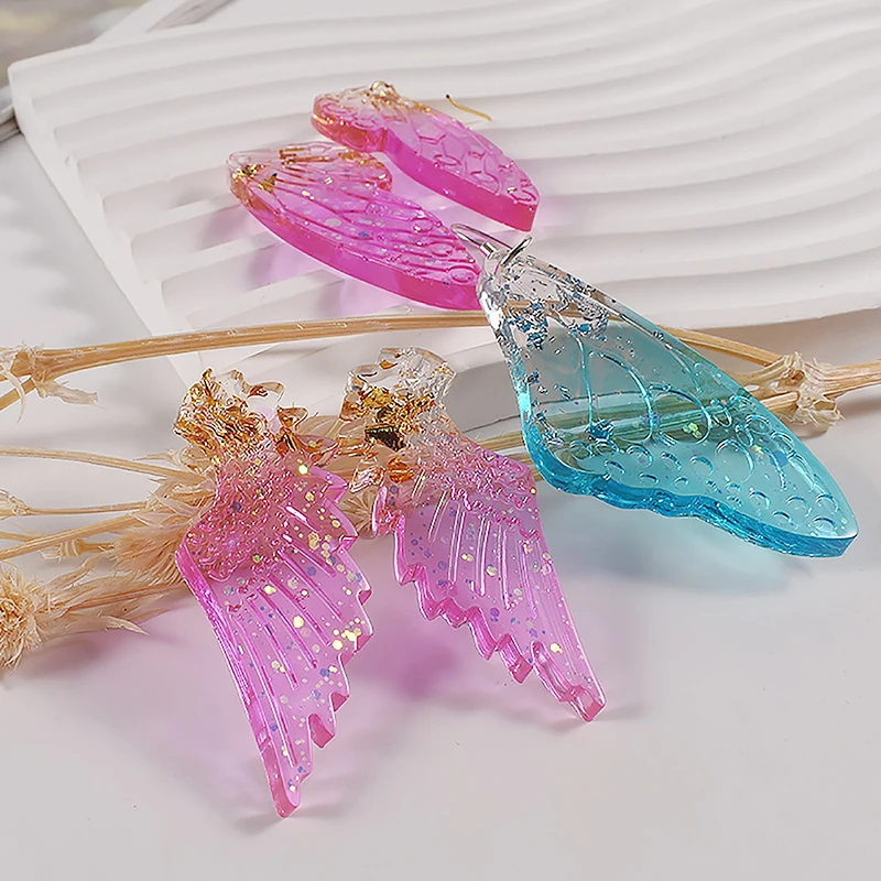 DIY Butterfly Wing Earrings Pendant Silicone Molds With Hole Jewelry Keychain Necklace Charms Ornament Epoxy Resin Casting Mould