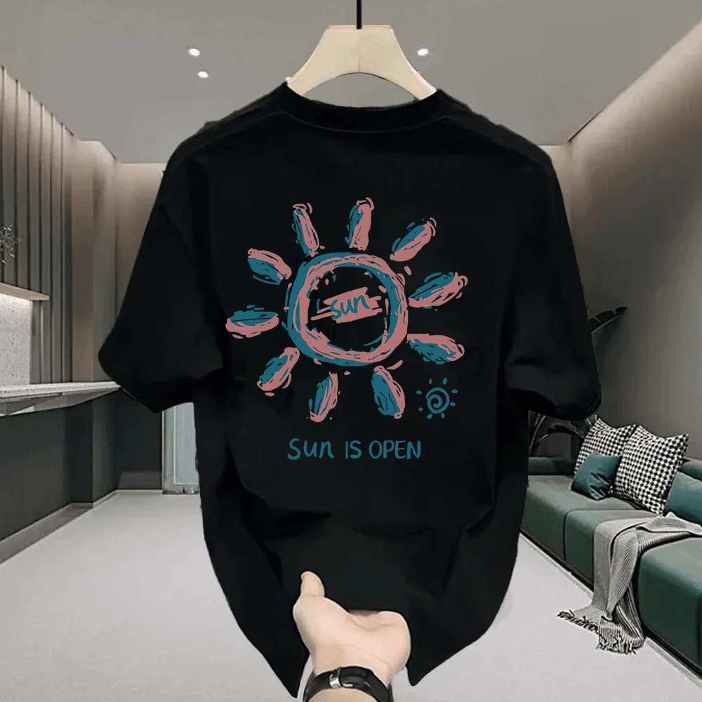 

Men's Graphic T-shirts 100% Cotton Sports Shirt Summer Sun Printed Top Men's Clothing Minimal Design Harajuku High Street Tees